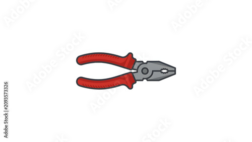 Canvas Print Red handled pliers tool icon illustration for repair and construction work