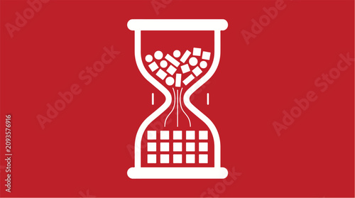 Productivity Time Management Hourglass with Task Flow Concept — Minimal Flat Vector for Business and Workflow