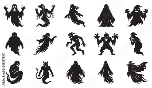 Tableau sur toile Halloween Silhouette Horror Monster Ghost