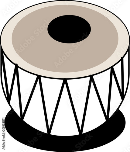 Принти на полотні Traditional indian tabla drum percussion instrument isolated on white background
