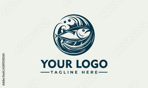 Schilderij op canvas Professional Tuna Fish Vector Logo Illustration for Seafood Branding and Maritim