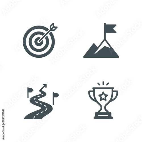 Photos Business Goal Achiever Strategy Milestone Target and Trophy Reward Icons