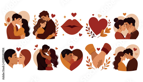 Foto Couples in love kiss tenderly.