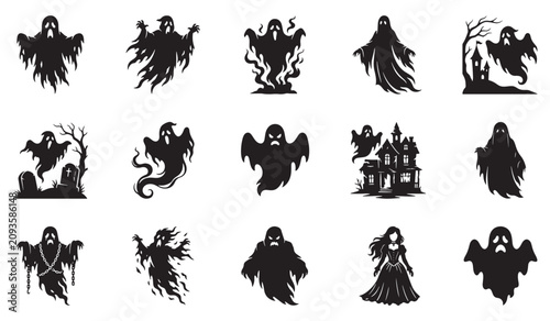 Canvastavla Halloween Silhouette Scary Monster and Haunted Creature Bundle