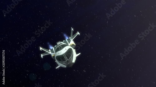 Futuristic Spaceship Leaving a Space Station.