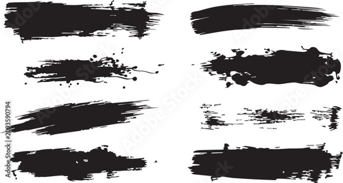 Black abstract paint brush stroke animation of paint splash. Brush stroke white transition background