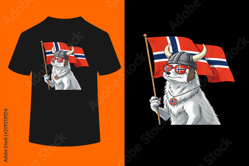 Fotografía Norway with Norwegian Flag Colors