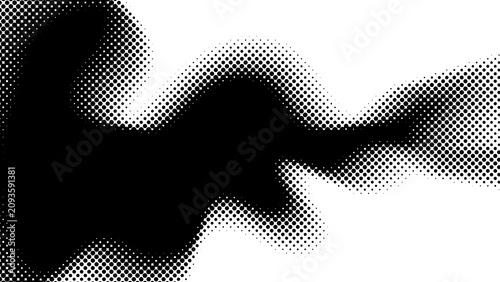 Abstract halftone wave pattern. monochrome dotted graphic design. distorted dot matrix texture. modern artistic background element with halftone monochrome abstract background gradient