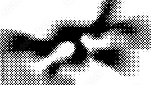 Organic halftone flow design. abstract dotted liquid shape. monochrome dot pattern texture. dynamic graphic backdrop element with halftone abstract monochrome backdrop background gradient