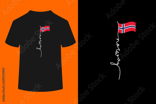 Fotografía Norway with Norwegian Flag Colors