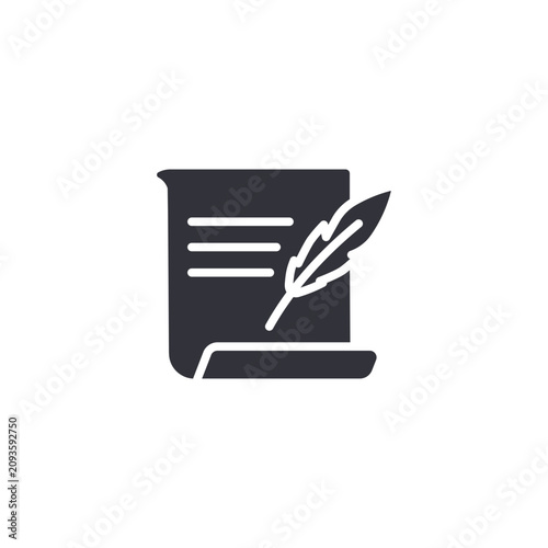 Digital education document icon with a writing pen, representing online assignments, note taking, academic writing, study materials, and virtual learning.