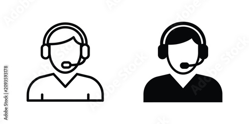 Bild auf Leinwand Customer Support Representative Icon Vector in Linear and Silhouette Style for H