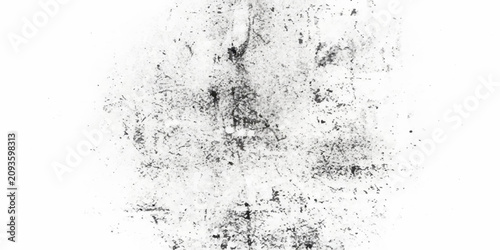 Bild auf Leinwand Abstract black ink splatter on white background, dense grunge dust blot with rough distressed edges, bold design for overlay, poster and creative backdrop