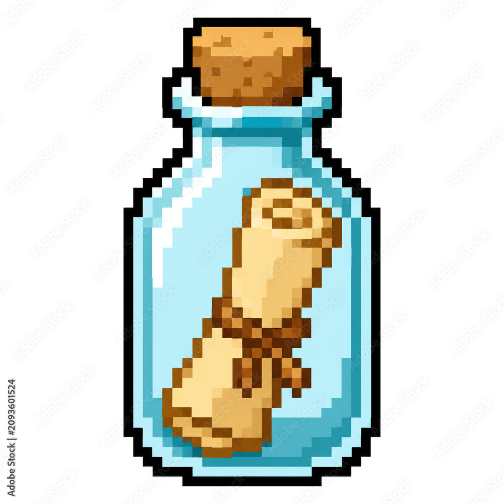 Obraz premium Message in a Bottle Pixel Art Icon