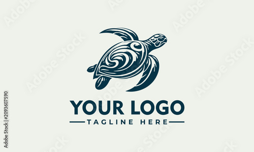 Fotografi Sea turtle ocean animal logo vector illustration for marine business