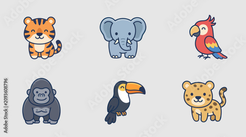 Photography Collection of cute cartoon safari animals