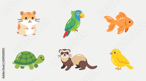 Canvastavla Collection of cute domesticated animals