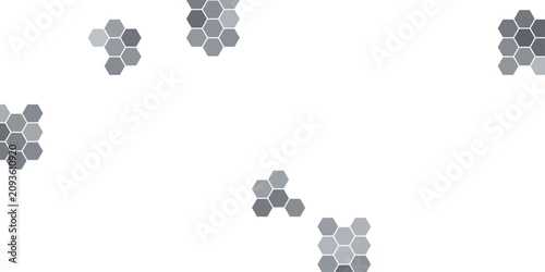 Canvas Print Monochrome grey hexagon background, clustered honeycomb cells in layered silver tones with an abstract style, modern design for presentation, backdrop and copy space