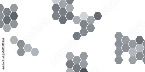Bild auf Leinwand Soft grey hexagon background, layered honeycomb mosaic in silver monochrome tones with an abstract look, modern design for wallpaper, poster and cover