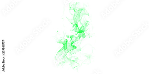 Rising Green Smoke Swirls Isolated on White Background Creating an Abstract Ethereal Flowing Effect