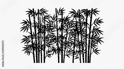 Quadro su tela Tall bamboo forest with dense green stalks and leaves.