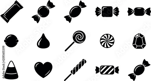 Obraz na płótnie Halloween candy trick or treat silhouette bundle vector set for festive designs
