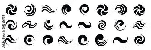 Bild auf Leinwand Wave Icon Vector with Swirl Crest Curl Symbols for Ocean Water Marine Nature and