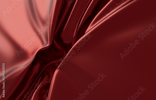 Fotografie Luxurious deep red fabric flowing and folding with a stunning metallic sheen and highlights
