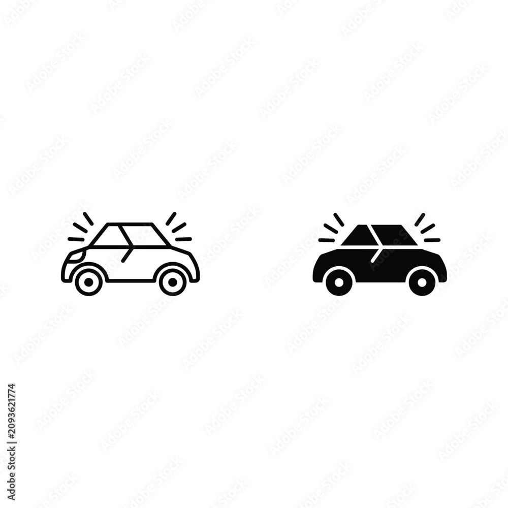 Naklejka premium Black and white icons of cars with stars indicating luxury or high quality vehicles