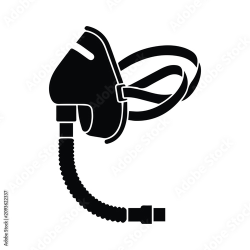 Bild auf Leinwand Oxygen mask medical equipment vector silhouette illustration respiratory care line art