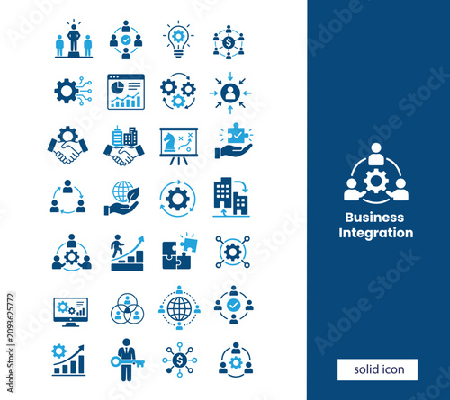  Business Management Icons Collection  Leadership, Collaboration, Automation and Corporate Strategy Vector Set