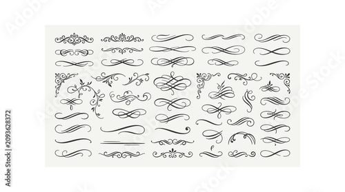 Elegant black decorative scrollwork and swirl designs