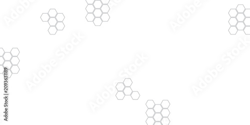 фотографія Monochrome hexagon outline background, clustered black honeycomb cells on white in an abstract style, modern design for presentation, backdrop and copy space
