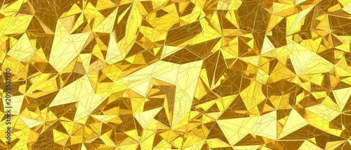 Fotografía Shiny golden abstract background with geometric shapes and facets in polygonal design