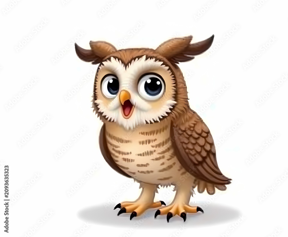 Obraz premium Great Horned Owl with Surprised Expression in Detailed Portrait