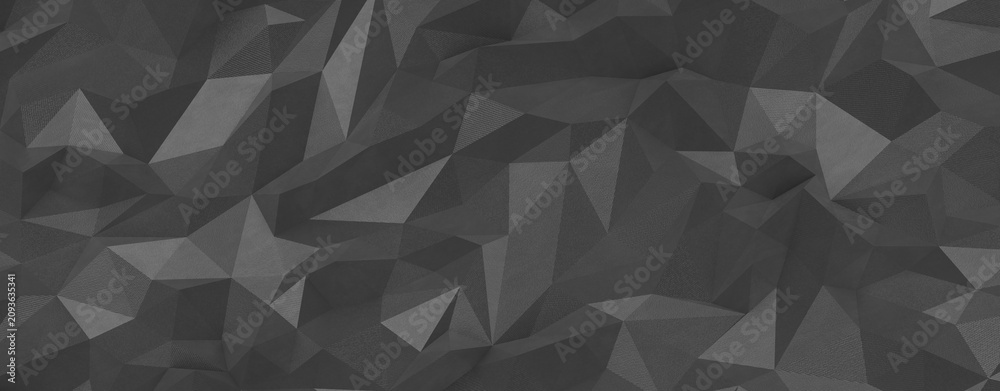Obraz premium Monochromatic dark geometric abstract low poly background pattern with subtle textures.
