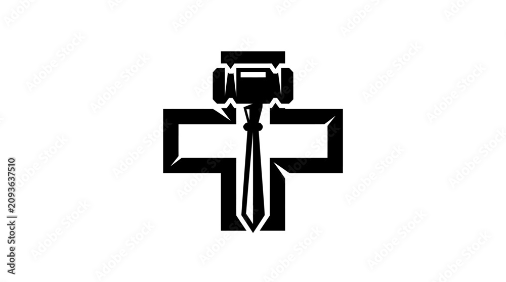 Fototapeta premium Black and white professional work medical cross symbol icon