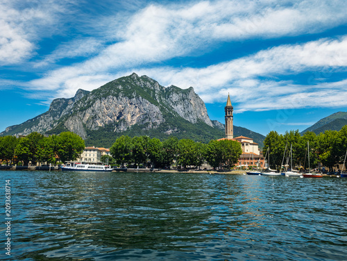 Landscape of Lecco town from Lake Como