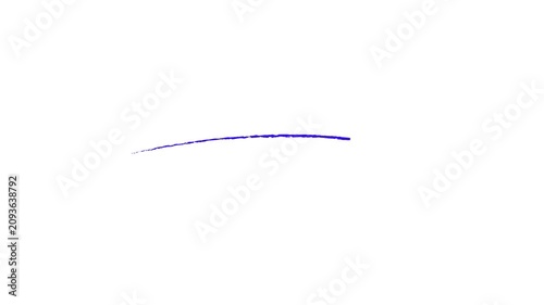 Blue marker sketch underline animation 4K video. Vibrant ink watercolor brush trace loop for graphic layout highlights, school text correction, and art on a white background