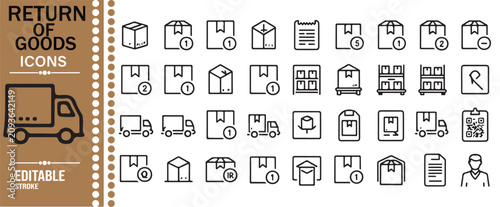 Obraz na płótnie Product Return and Exchange Line Icons Collection