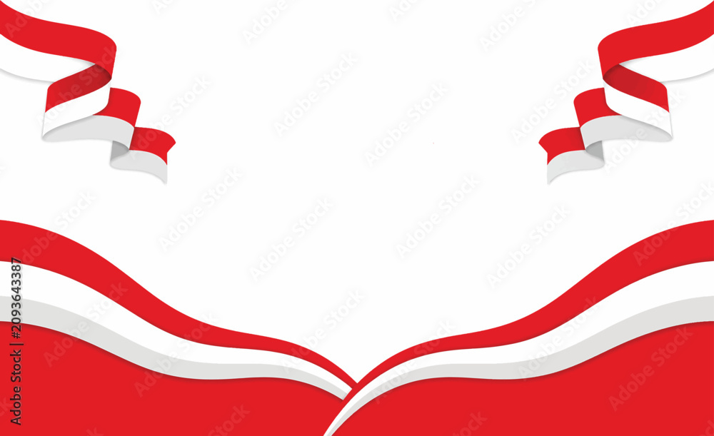 Obraz premium Red and White Independence Day Background with Waving Ribbon Flags
