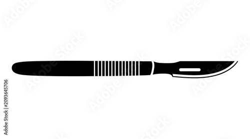 Surgical scalpel with textured handle black and white silhouette
