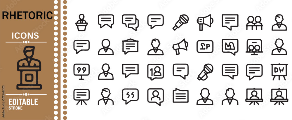 Fototapeta premium Public Speaking Debate and Oratory Vector Icon Collection
