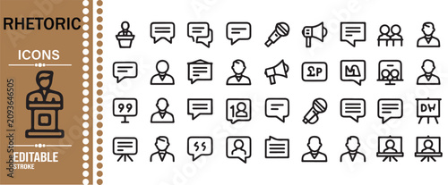 Tableau sur toile Public Speaking Debate and Oratory Vector Icon Collection