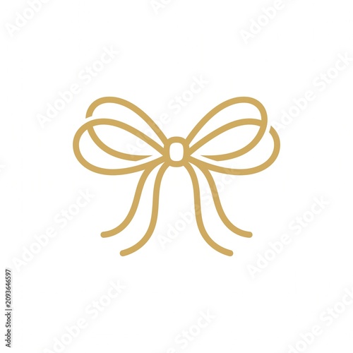 Elegant Minimalist Golden Ribbon Bow Line Art Graphic for Gift Wrap and Celebration Decorations