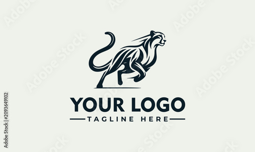 Fotografie Fast Running Cheetah Vector Logo Illustration Design Concept