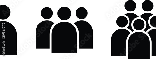 Minimalist human avatar icon collection representing community teamwork audience management user interface design social media followers and demographic statistics graphics