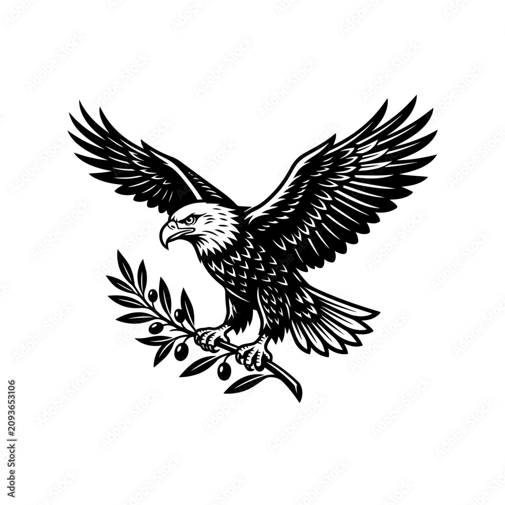 Fototapeta premium Eagle with olive branch in talons.