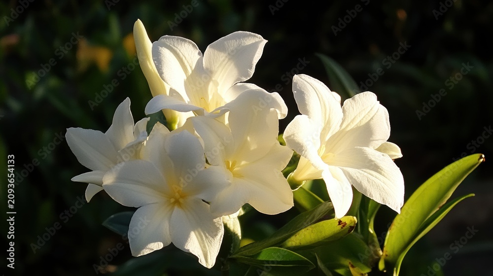 Obraz premium Delicate white flowers bathed in warm sunlight bloom