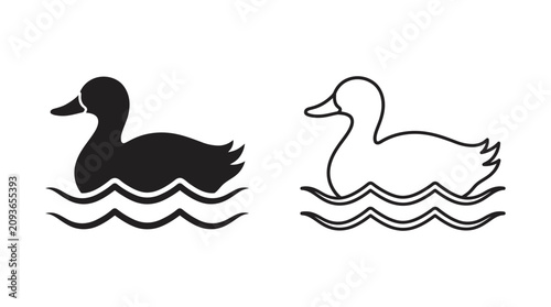 Photos Duck Silhouette On Water Black And White Line Art